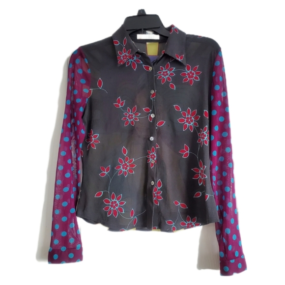 Beautiful Jesire Print Mesh Long Sleeve Shirt - Picture 2 of 4